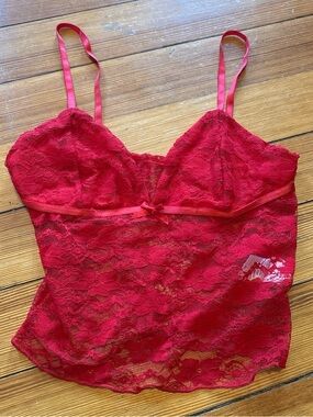 Red Lace Camisole Tank Top - Women's Intimates